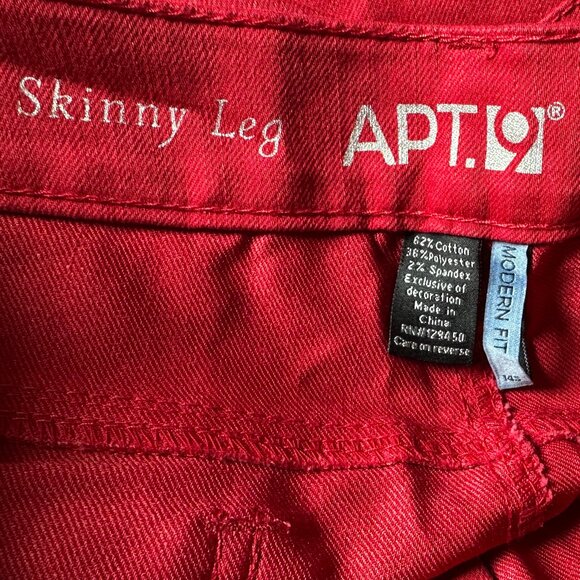 Apt. 9 Women's 14 Short Cherry Red Skinny Modern Fit Mid Rise Jeans NWOT - Picture 7 of 7